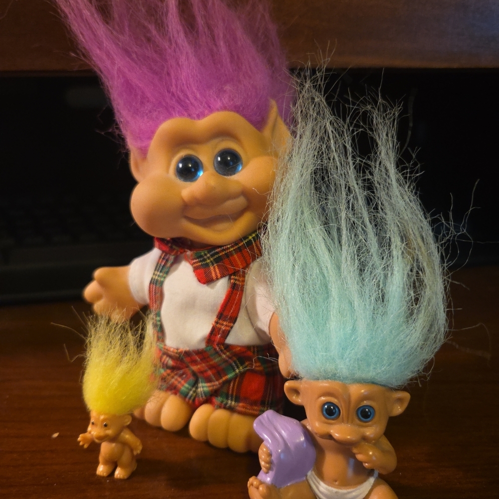 Vintage Troll Dolls (4) with Vibrant Hair
